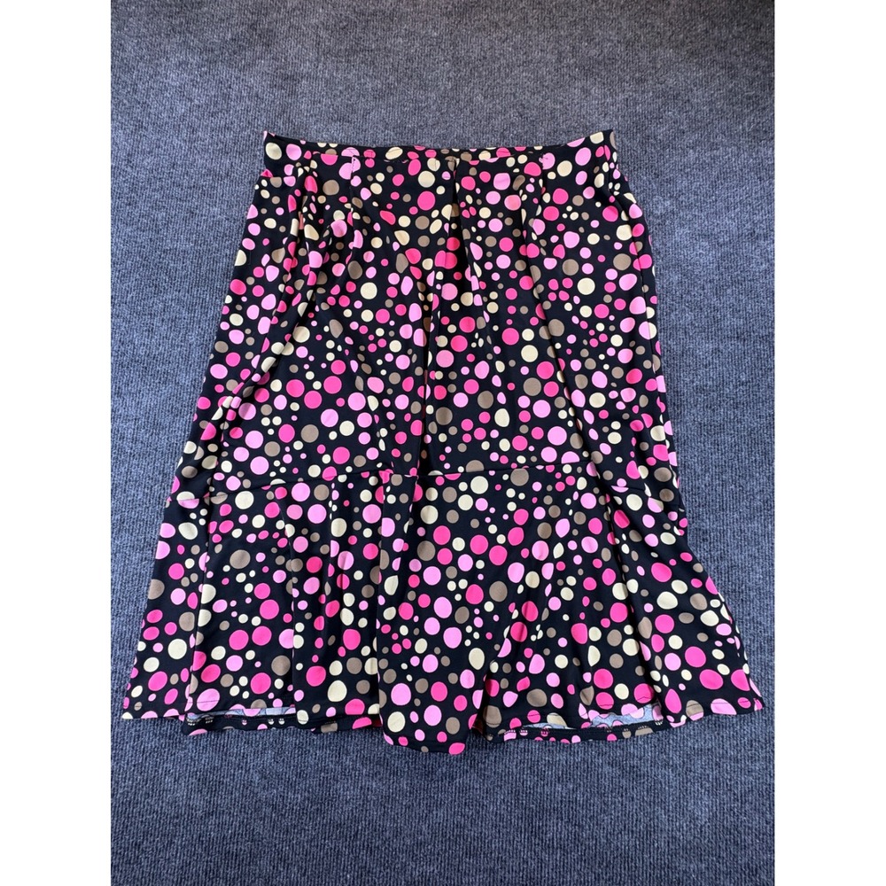Norton & Co Womens XL Polka Dot A-Line Skirt Pink Black Tiered Midi RN67803